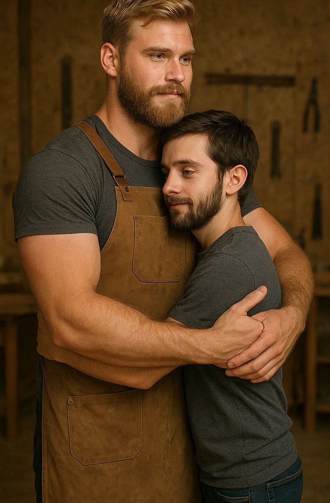 Storia gay hot tra due uomini omosessuali con differenza d'altezza Due uomini in coppia gay con differenza d'altezza si abbracciano teneramente, storia gay hot